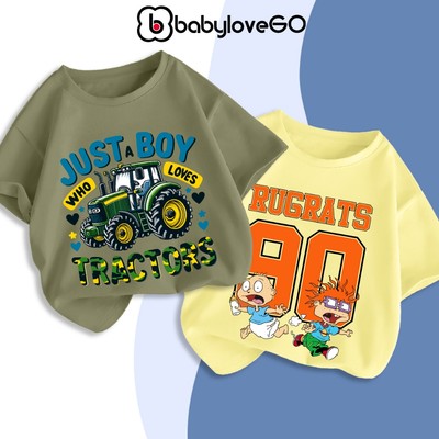 Áo thun bé trai BabyloveGO áo phông cộc tay cổ tròn siêu xinh chất cotton mềm nhẹ dày dặn cho bé 1-10 tuổi