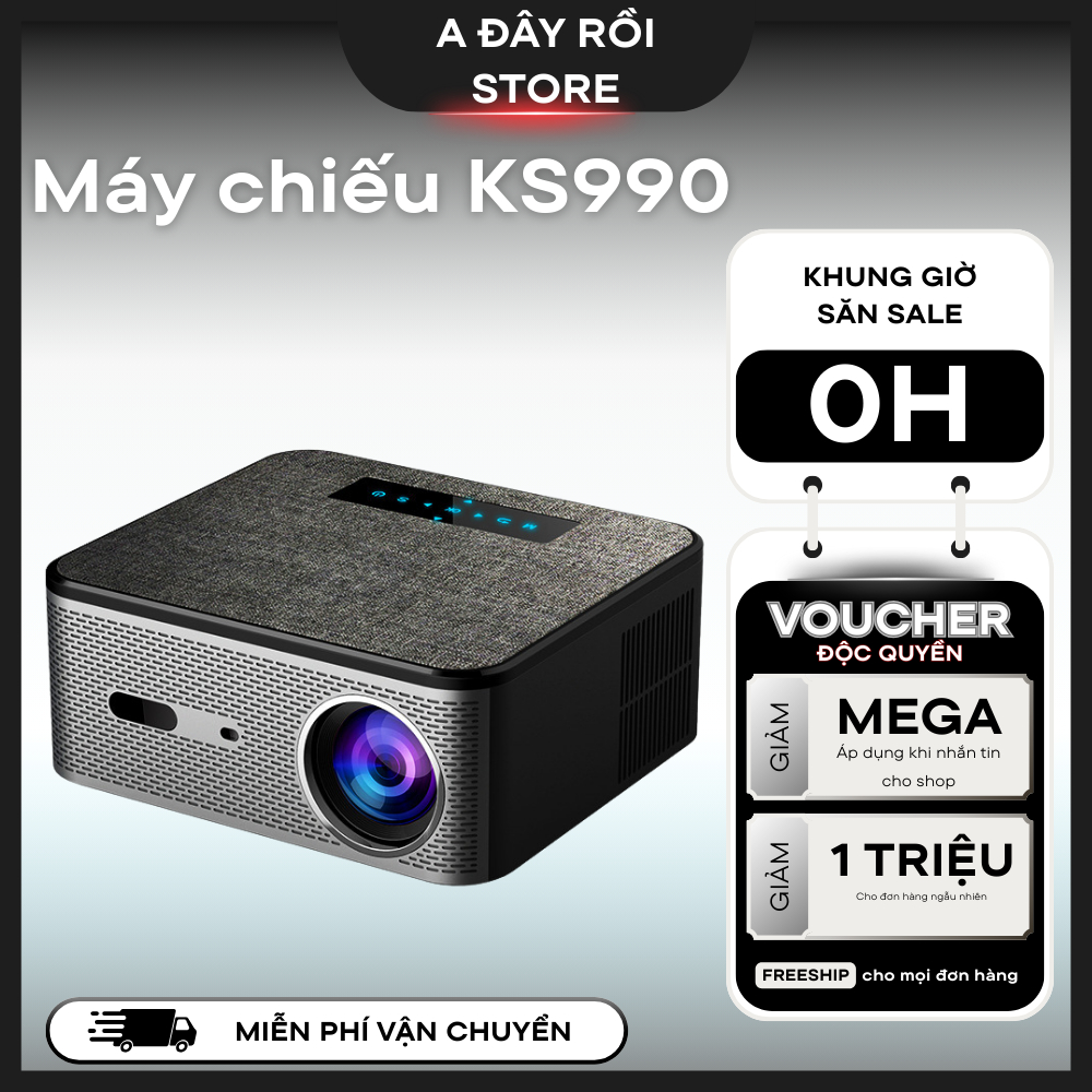 Máy chiếu mini KAW-KS990 điều khiển giọng nói hỗ trợ video 4k, hình chiếu siêu nét, siêu sáng