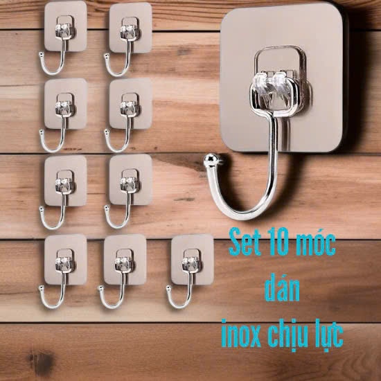 Set 10 móc dán chịu lực, combo 10 móc dán tráng bạc cao cấp