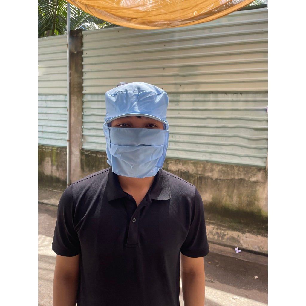Nón, Mũ lưới trùm đầu thủy sản có khẩu trang trùm tới gáy bảo vệ nguyên đầu không sợ tóc rơi ra ngoài - Bảo hành 12 thán
