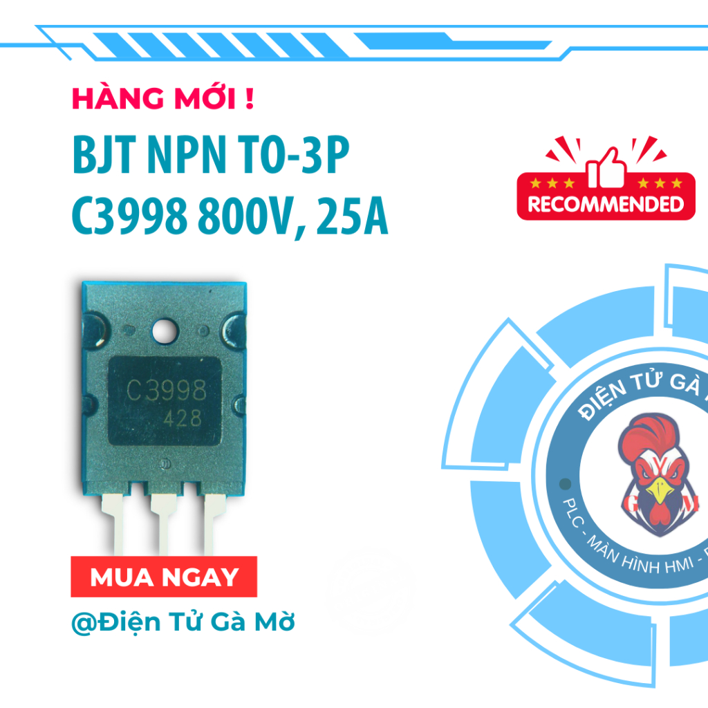 [1 CON] Transistor NPN Cao Áp, C3998 800V, 25A TO-3P Mới Nhập Khẩu