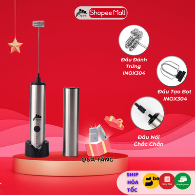 Máy đánh bọt cà phê Sipanic DT02 tạo bọt cà phê pin sạc 3 chế độ kèm đế sạc