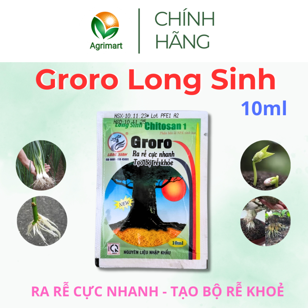 Phân bón lá Groro kháng bệnh phục hồi rễ tái sinh rễ nhanh phân nhánh ra hoa đậu trái - 10ml