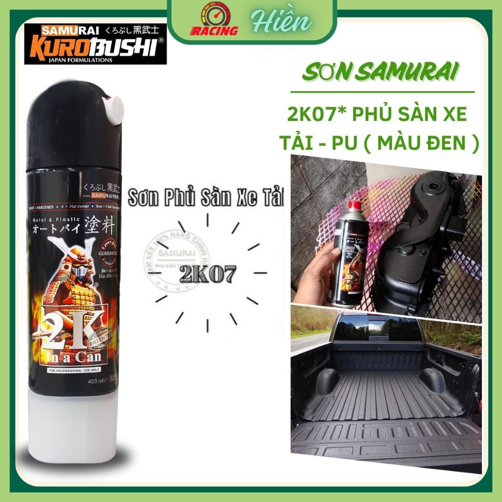 Chai Sơn Xịt Samurai Chống Rỉ, Phủ Sàn Xe Tải Chống Trơn Trượt Hàng Hoá Màu Đen - 2k07