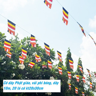 Cờ dây Phật giáo, phật đản, dài 8m, 20 lá 20x30cm, vải đẹp, bền màu - Song Phú