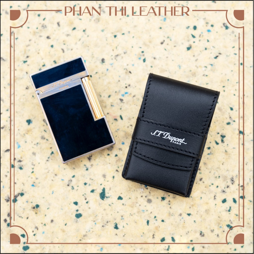 Bao Da Bật Lửa Dupont Ligne 2 Da Bê Ý Mẫu Nắp Gài