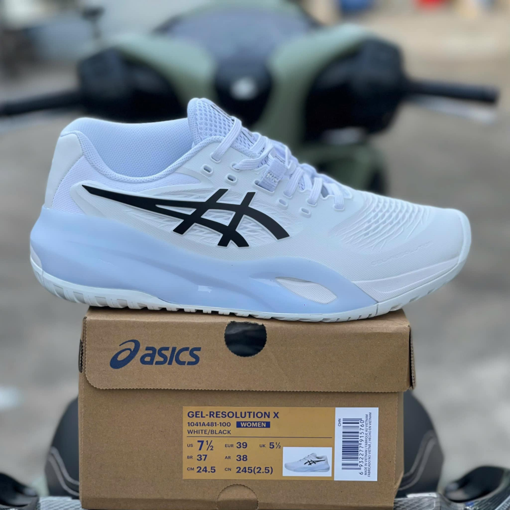 Giày Pickleball Nam Nữ ASICS Gel-Resolution X - White Black, Êm Chân, Bám Sân Tốt 🎾
