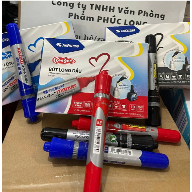 Bút lông dầu PM09 Thiên Long xanh/đỏ/đen (cây)