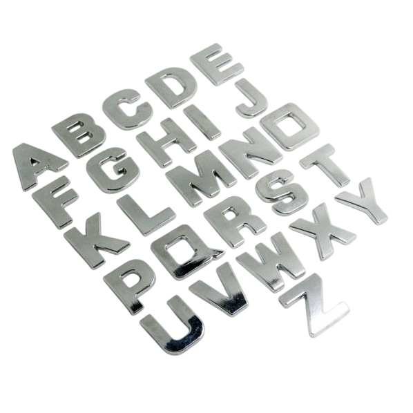 Chữ Dán Xe Decal Kim Loại 3D Theo Bảng Chữ Cái Từ A Đến Z, Từ 0 Đến 9 Dán Trang Trí Ô Tô, Xe Máy... [Hàng Loại Tốt]