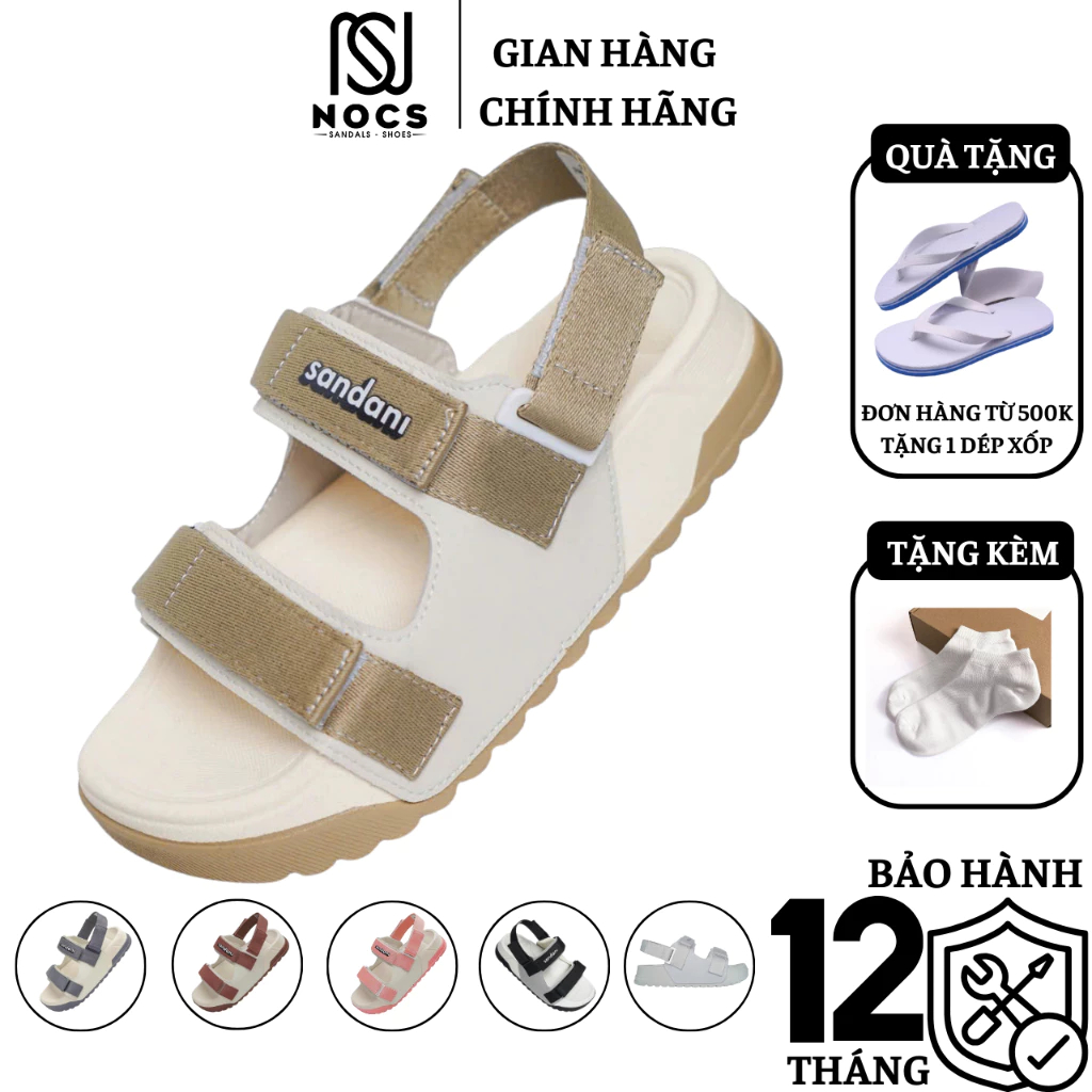 [Nên tăng 1 size] Giày Sandal Nữ SONDONI S1 NOC Dép Quai Hậu Nữ 2 Quai Ngang Be Phối Nâu Nhạt .