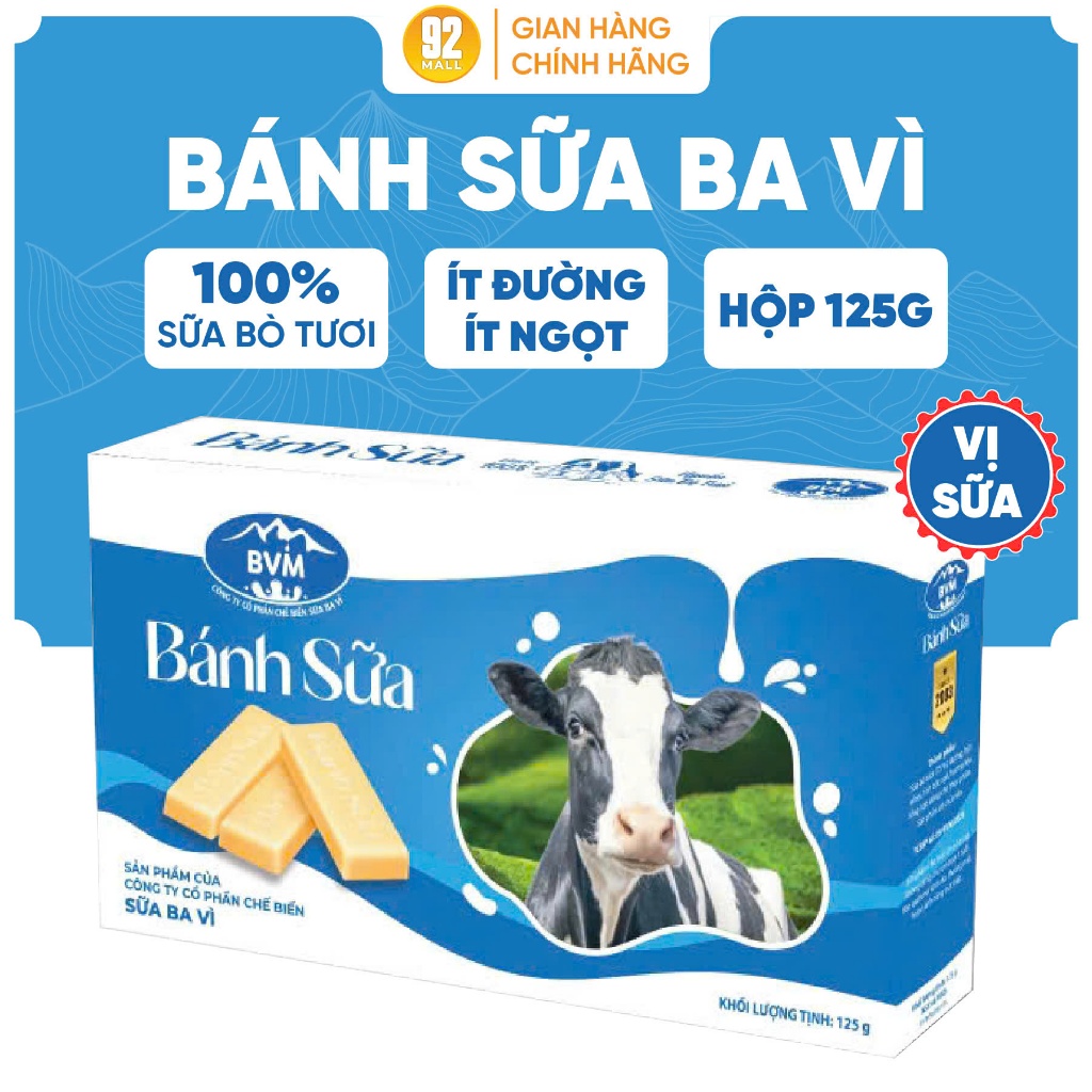 Bánh Sữa Ba Vì Truyền Thống Hương Vị Đậm Đà Chuẩn Ba Vì Hộp 125g Hàng Chuẩn Chính Hãng