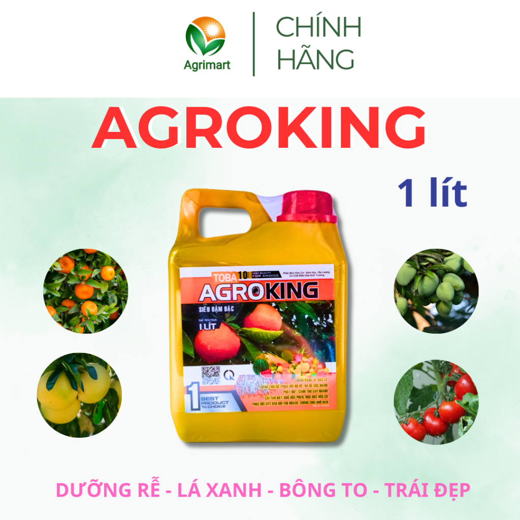 Phân bón hữu cơ AGROKING - Tái tạo phục hồi bộ rễ Bung đọt non Xanh mướt lá Nuôi trái to đẹp - 5 lít