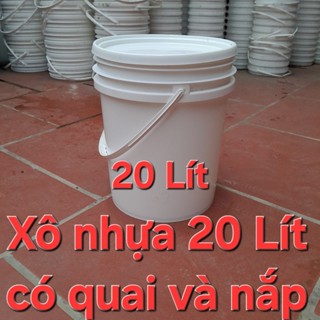 Xô nhựa PP trắng dung tích 20 lít có quai và nắp, đủ tiêu chuẩn đựng thực phẩm