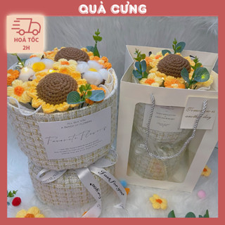 [HỎA TỐC] Quà tặng bó hoa len hướng dương SIZE LỚN kèm túi đựng và thiệp tặng sinh nhật, tặng người yêu