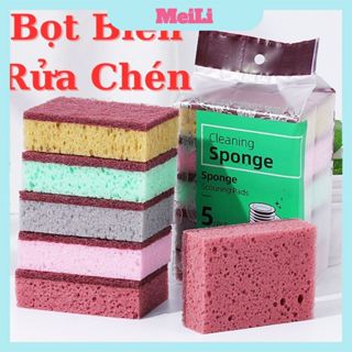 Set 5 Miếng bọt biển(NHIỀU LỚP) " BÁNH BÒ " - Miếng cọ rửa chén bát  cọ rửa xoong nồi  tiện dụng đa năng (tuyển sỉ)