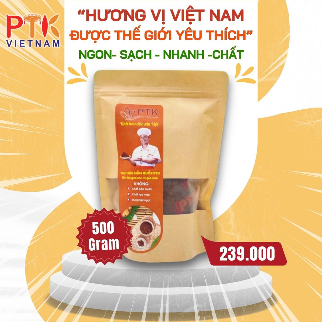Thịt Xào Mắm Ruốc PTK Chuẩn ISO, OCOP - Đặc Sản Việt Nam - Túi 500gr - Thịt Xào Mắm Ruốc Ngon