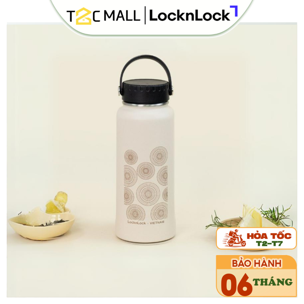 Bình Nước Giữ Nhiệt LocknLock Chính Hãng Có Ống Hút, Lọc Trà Cỡ To Có Quai Xách LHC4160BEG T2C Mall