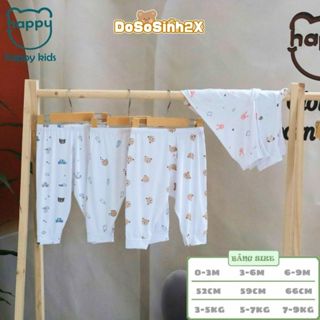  Combo 3 -5 Quần DÀI TRẮNG thun lạnh đáp đũng quần chục bé trai gái sơ sinh đóng bỉm thoải mái 