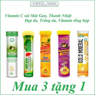  C sủi Vitamin C MULTIVITAMIN trắng da vị chanh leo cam Mát Gan thanh nhiệt actiso rau má 