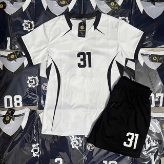 Bộ Quần Áo Bóng Chuyền Nam Nữ Trắng , Đồ Bóng Chuyền Áo Thể Thao Co Giãn Tốt, Thoáng Mát Có in Tên Số