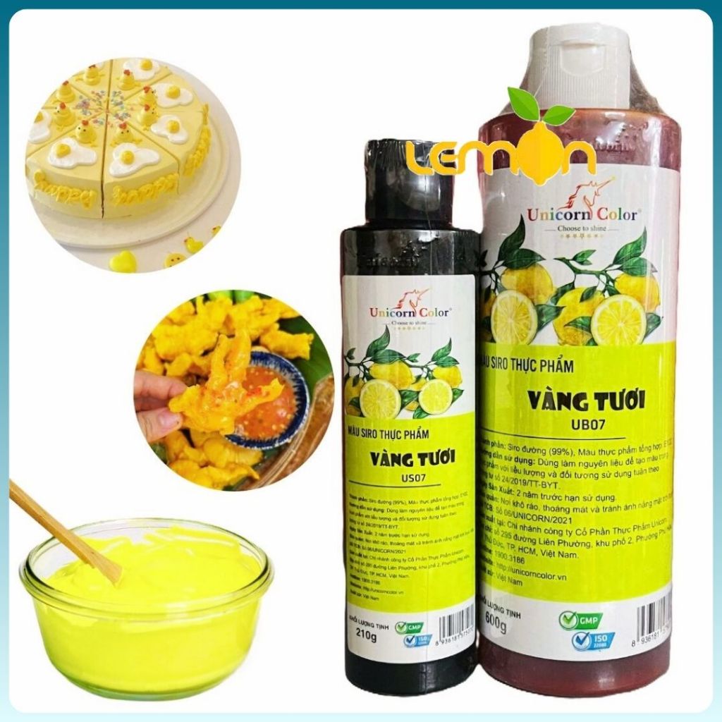 Màu thực phẩm Vàng Tươi không đắng tạo màu cho gà ủ muối, bánh kem, bánh ngọt, nước uống