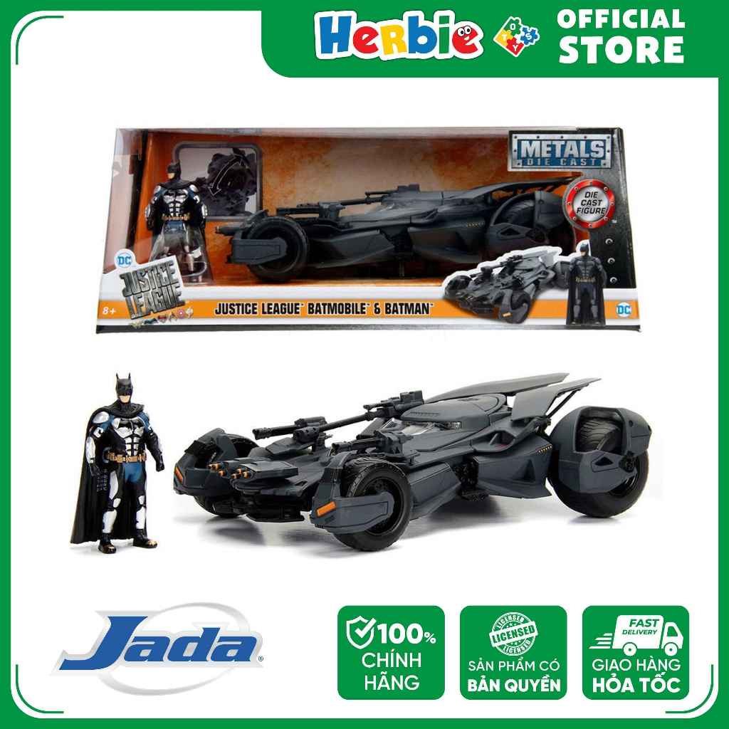 Đồ Chơi Xe Mô Hình JADA TOYS DC Comics Batman Justice League Batmobile W/Batman Figure 1:24 99232 - 