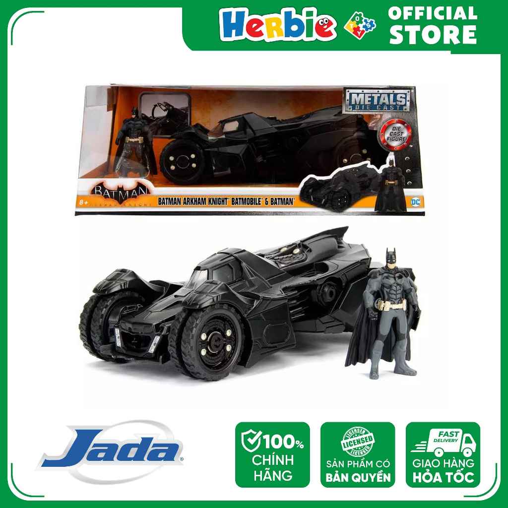 Đồ Chơi Xe Mô Hình JADA TOYS DC Comics Batman 2015 Arkham Knight Batmobile W/Batman Figure 1:24 9803