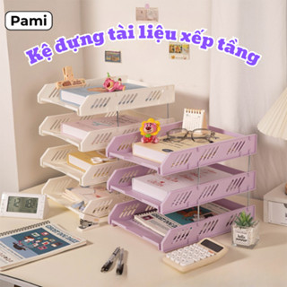 (Tặng Sticker) Kệ Đựng Tài Liệu Văn Phòng Phẩm Xếp Chồng Chắc Chắn, Kệ Đựng Sách Để Bàn