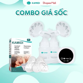 Combo Máy Hút Sữa Silicon Kamidi Max Kèm Bình Sữa Có Núm Ti Và Núm Trợ Ti Kamidi