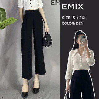 Quần công sở nữ ống suông khoá sườn vải tuyết mưa EMIX Q030/P0K35