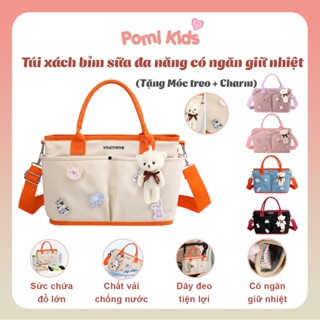 Túi Xách Bỉm Sữa Cho Mẹ Và Bé Đa Năng Giữ Nhiệt Nhiều Ngăn Phong Cách Hàn Quốc