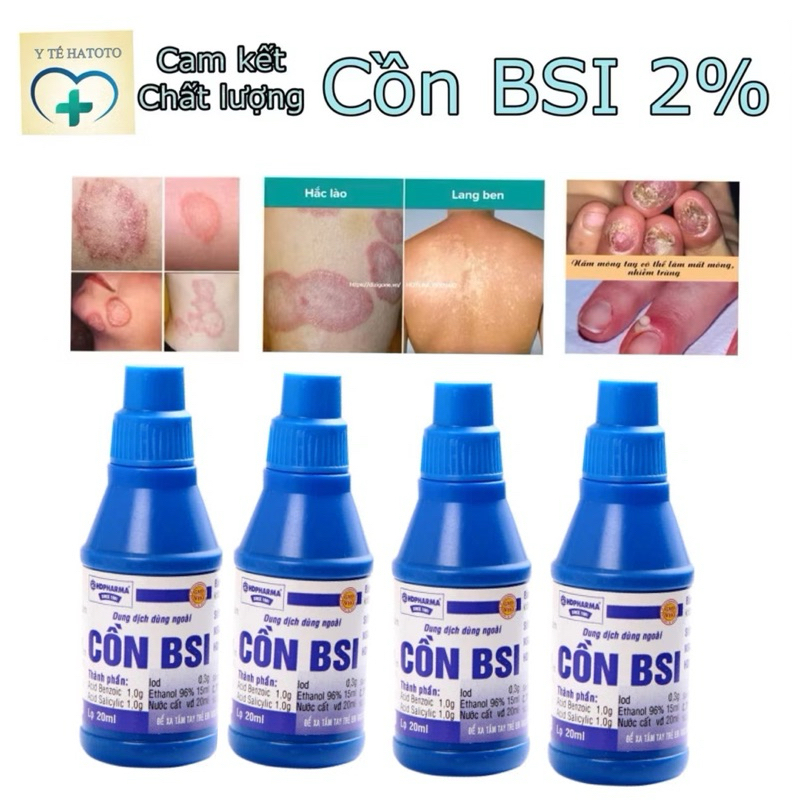 Cồn B.S.I 2%, cồn bsi giúp giảm lang ben,  hắc lào, nấm da, nấm móng tay chân - chai 18ml y tế hatot