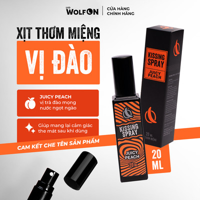 Xịt Thơm Miệng Kissing Spray LYD Wolf ON Hương Juicy Peach Vị Đào Mọng Ngọt Ngào Thơm Mát Sảng Khoái Nhỏ Gọn 20ml