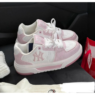 Giày thời trang độn đế tăng chiều cao MLB chunky liner NY hot 2025 màu trắng hồng siêu êm nhẹ , sneaker thể thao cao cấp