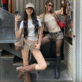 Quần Short TWENTI Vải Chân Cua Cạp Trễ Cực Ngắn Cho Mùa Hè