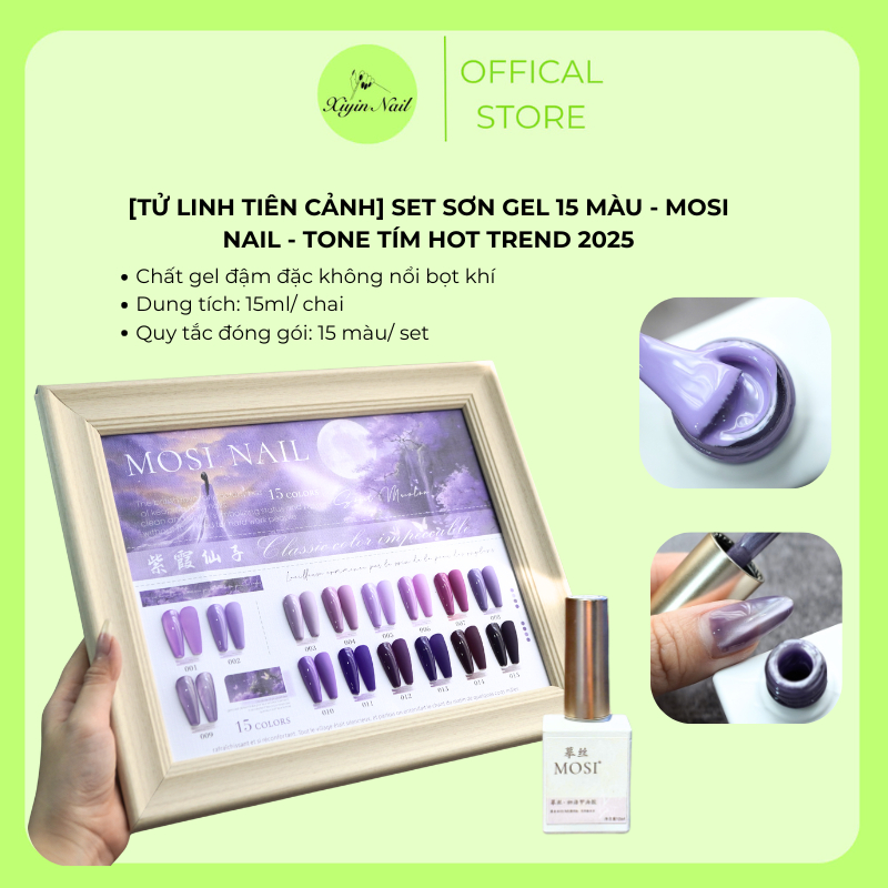 Set 15 Sơn Mosi Nail Tử Linh Tiên Cảnh Lên Màu Chuẩn, Bền Đẹp (Tặng Kèm Bảng Màu)