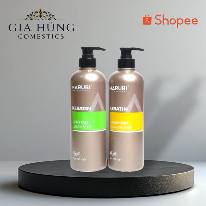 Dầu Gội Marubi Keratin Chính Hãng, Combo Gội Xả Marubi 750ml Phục Hồi Tóc Hư Tổn Mềm Mượt