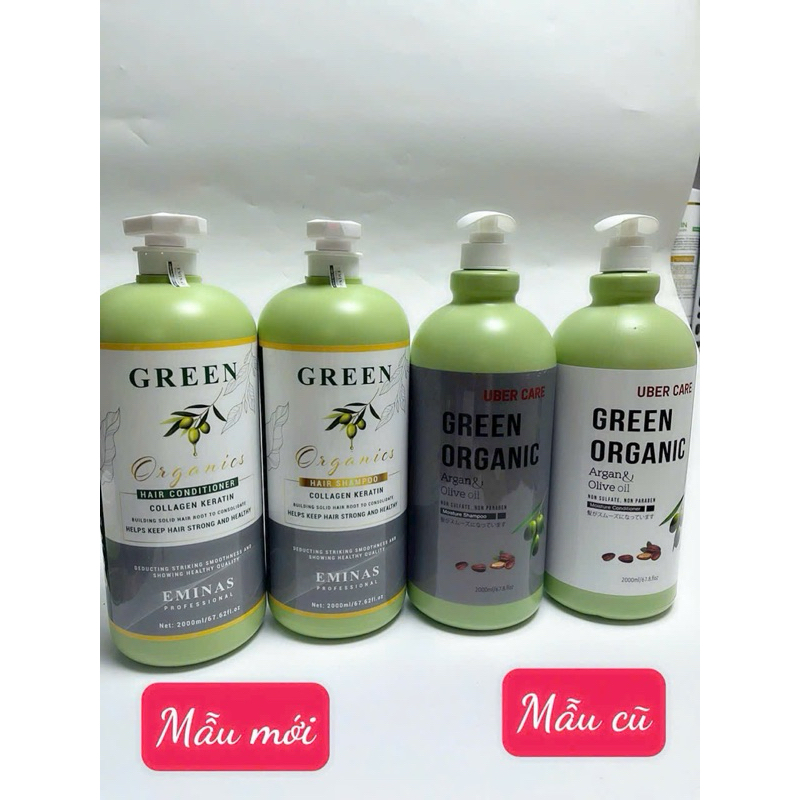 Bộ gội xả GREEN Oganic chiết suất 100% thảo dược. Chứa đầy đủ dưỡng chất VITAMIN B5, VITAMIN E, OMEG