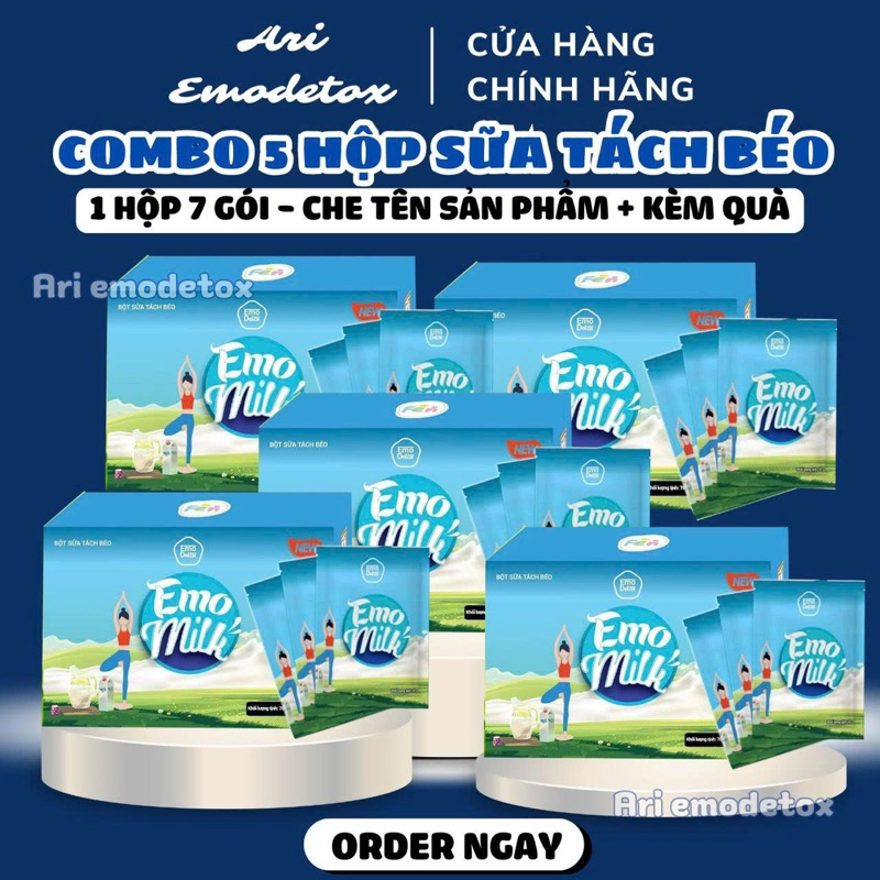 (KÈM QUÀ) COMBO 5 HỘP EMO MILK SỮA BÒ TÁCH BÉO
