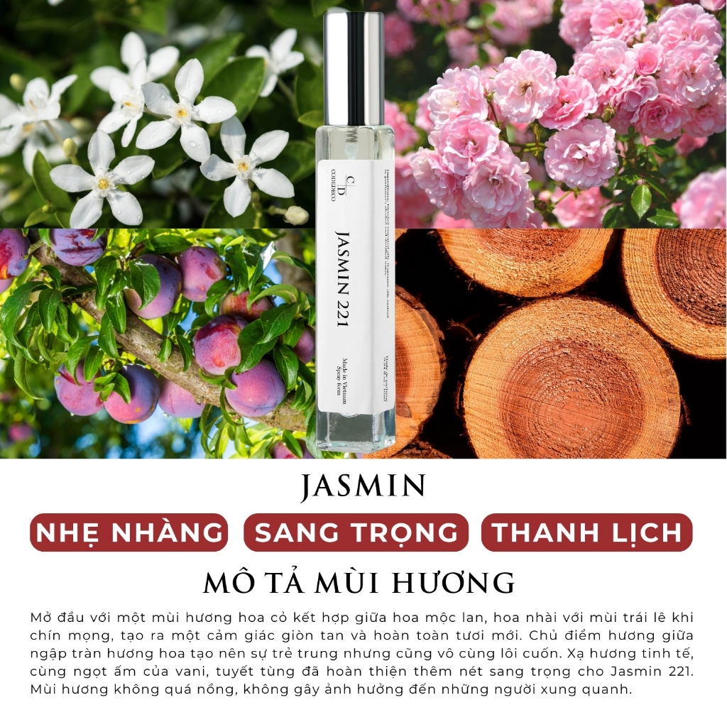 Tinh dầu thơm nữ CODEDECO Jasmin 221 10ml dạng xịt - Thanh lịch, Nhẹ nhàng, Sang trọng | BigBuy360 - bigbuy360.vn