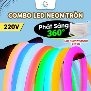   MẪU MỚI  Combo Dây LED Neon Tròn 14mm - 10 Màu Phát Sáng 360 Độ Bọc Silicon Chống Thấm Nước Uốn Dẻo Linh Hoạt 