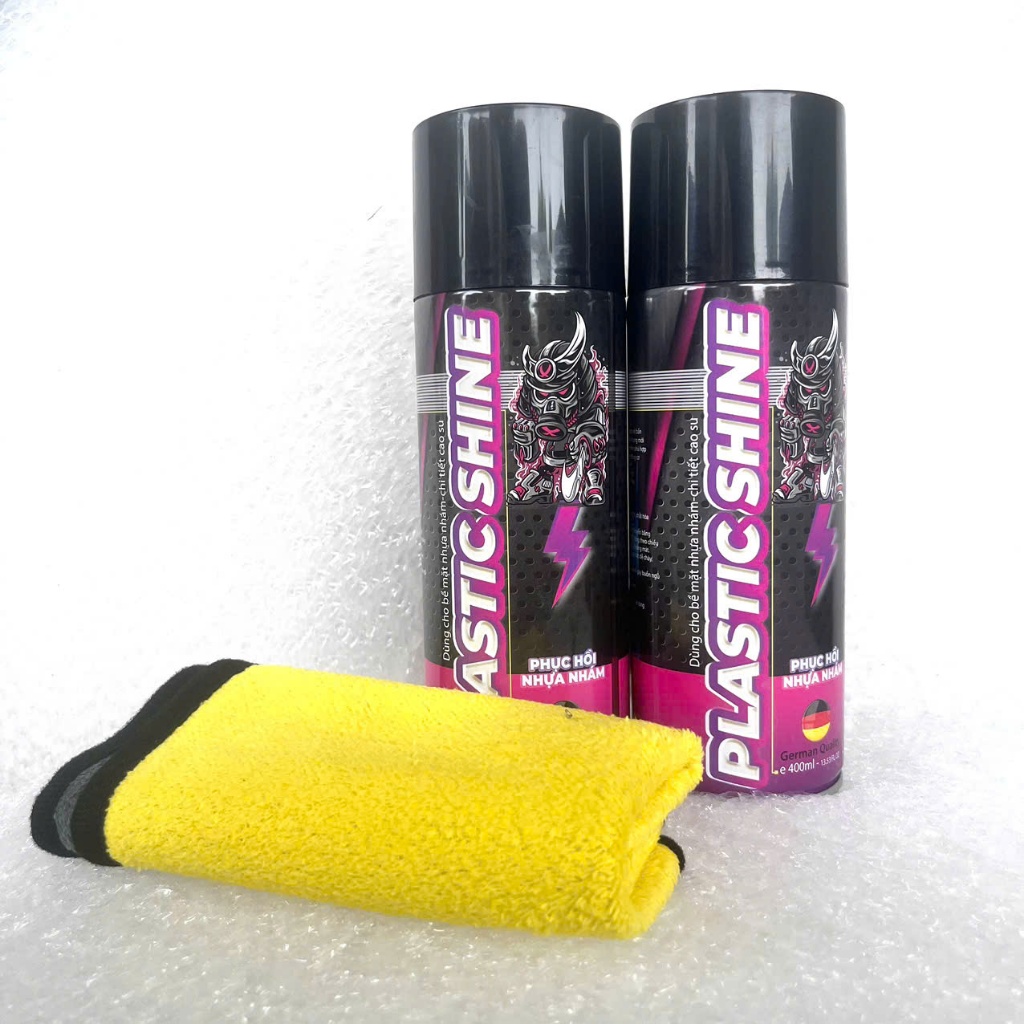 Chai Xịt Phục Hồi, Dưỡng Nhựa Nhám Sprayking/Thunder Plastic Shine 400ml Tặng Khăn Mẫu Mới Nâng Cấp