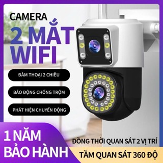 Camera 2 Mắt WiFi 360 Độ Ngoài Trời - Quan Sát Toàn Diện, Đàm Thoại 2 Chiều-Bảo hành 12 tháng