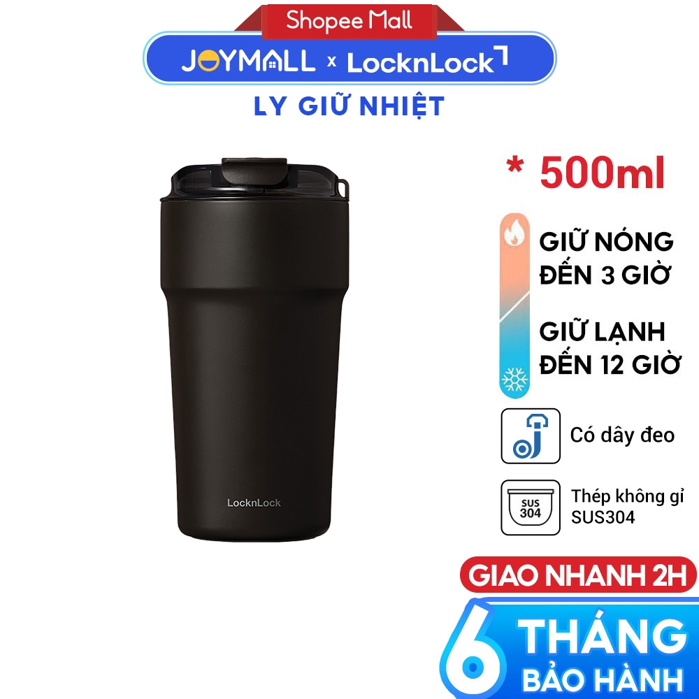 Ly Giữ Nhiệt LocknLock LHC4357BLK 500ml Màu Đen Cafe Tumbler, Hàng Chính Hãng, Thép Phủ Sứ - JoyMall