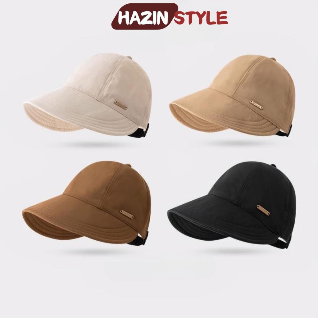 Mũ chống nắng vành rộng trơn hở nửa đầu HAZIN vải kaki cao cấp, có móc đeo khẩu trang, đa dạng màu s
