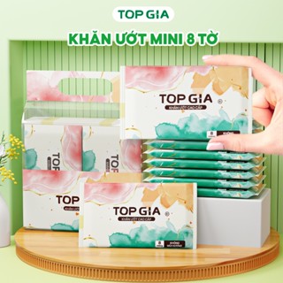 Khăn ướt mini TOPGIA cao cấp túi 10 gói 8 tờ mềm mại, không mùi không parabens an toàn cho bé