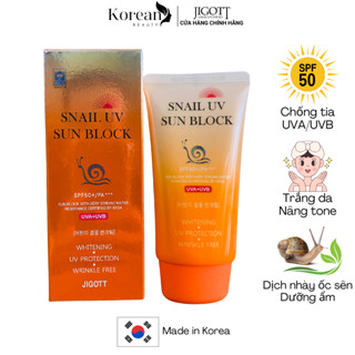  Kem chống nắng Nâng tone Hàn Quốc JIGOTT Chiết xuất Ốc sên SPF50+ PA+++ Dưỡng ẩm Không bết dính 70ml 