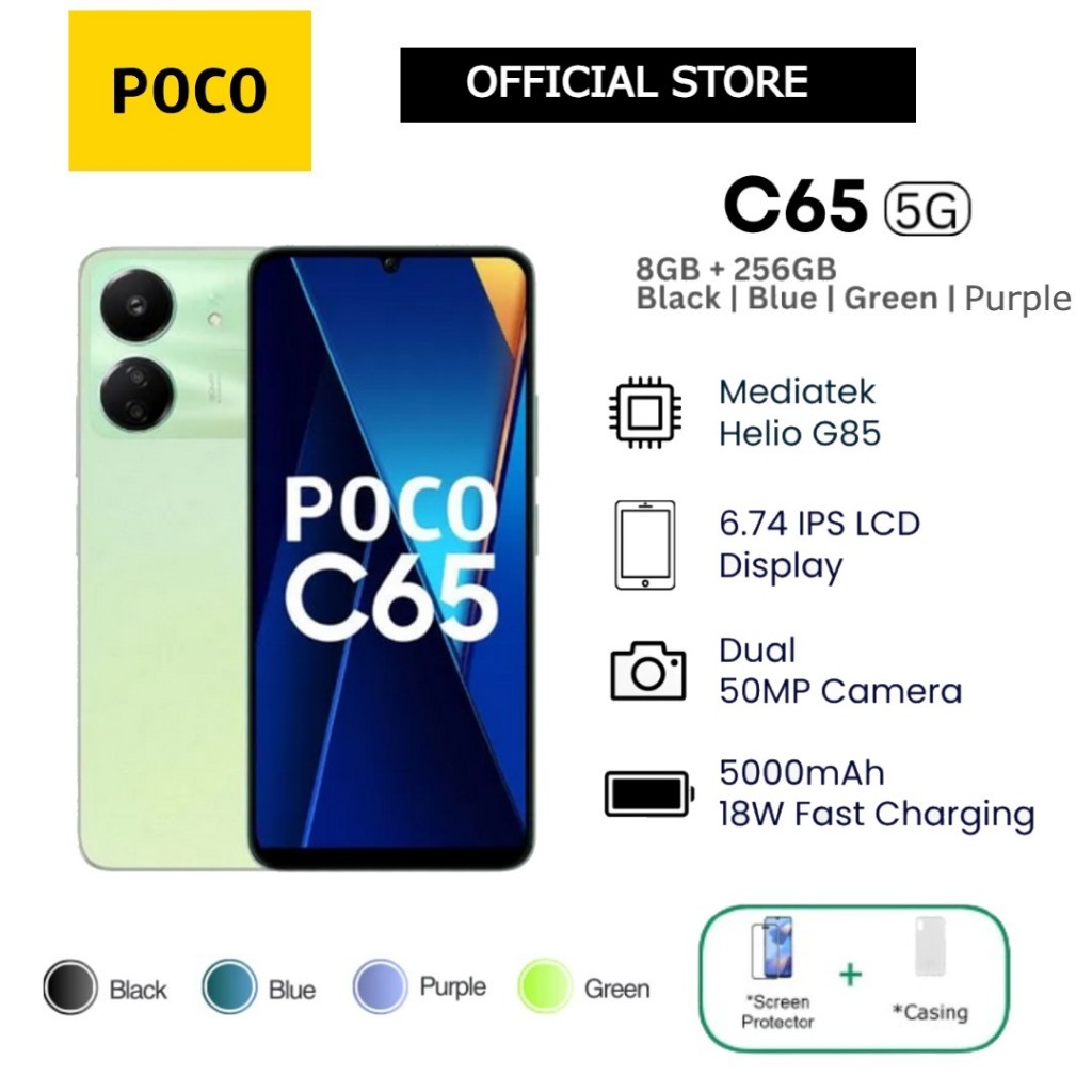 ✨2025 MỚI✨ Điện thoại POCO C65 (8GB/256GB) 6.71" IPS LCD HD+, Helio G85| 5000mAh - Hàng chính hãng