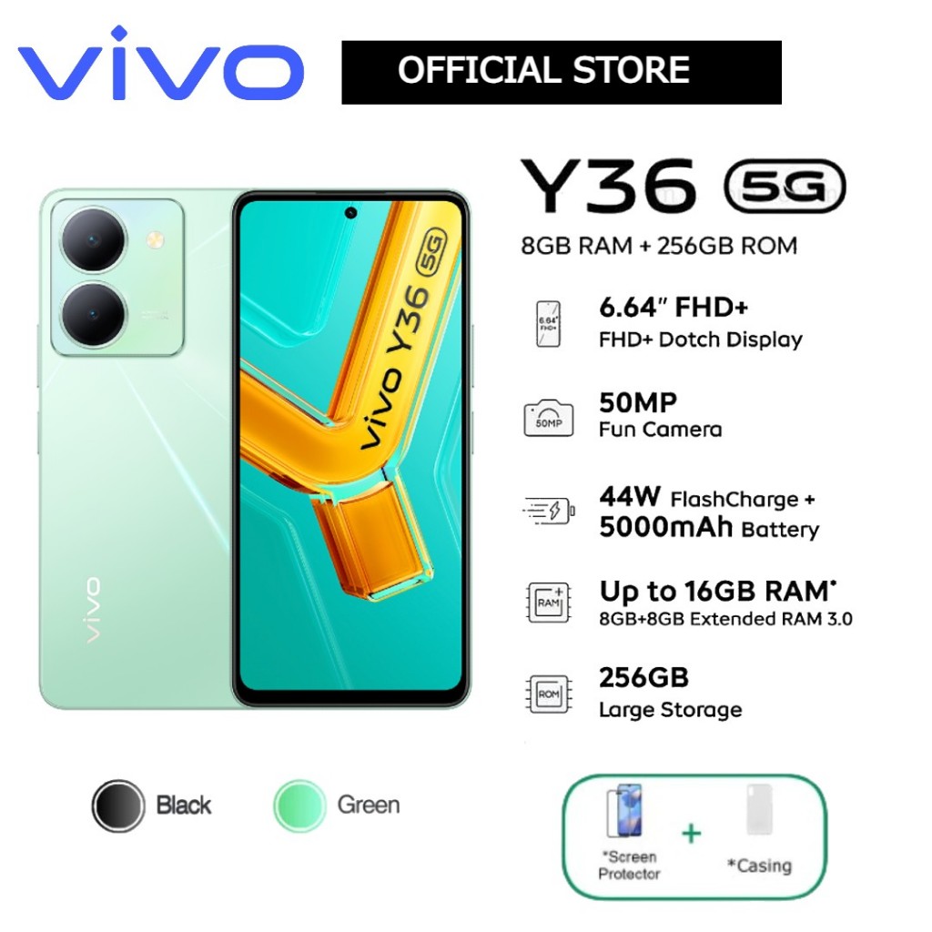 Điện thoại thông minh VIVO Y36 5G, RAM 8GB, ROM 256GB, sạc nhanh 44W
