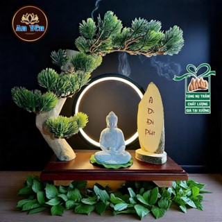 Tiểu cảnh bonsai Ngài Địa Tạng và các vị Phật , thác khói trầm hương.Thờ cúng,trưng bày.An YênStore